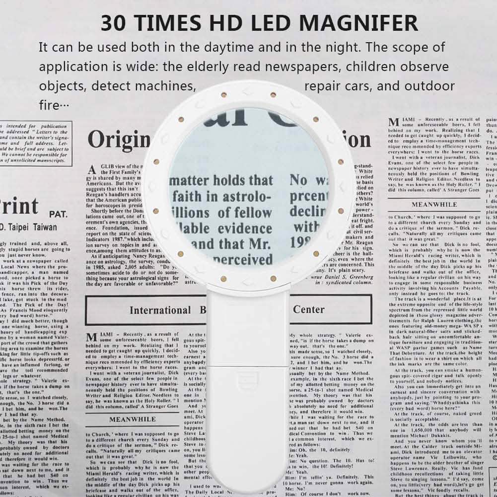 30X LED Hand Magnifying Glass