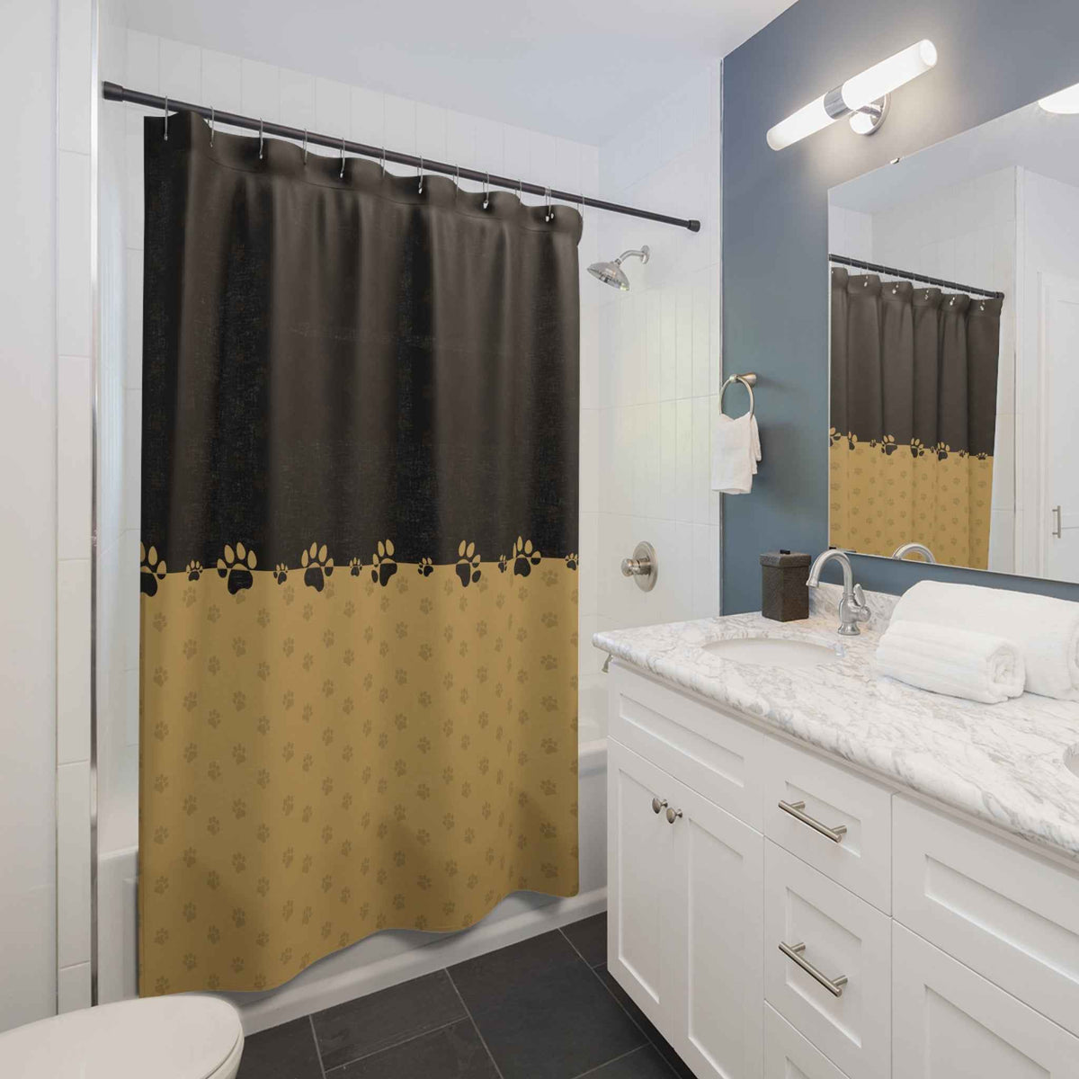 Cat Paw Print Shower Curtain