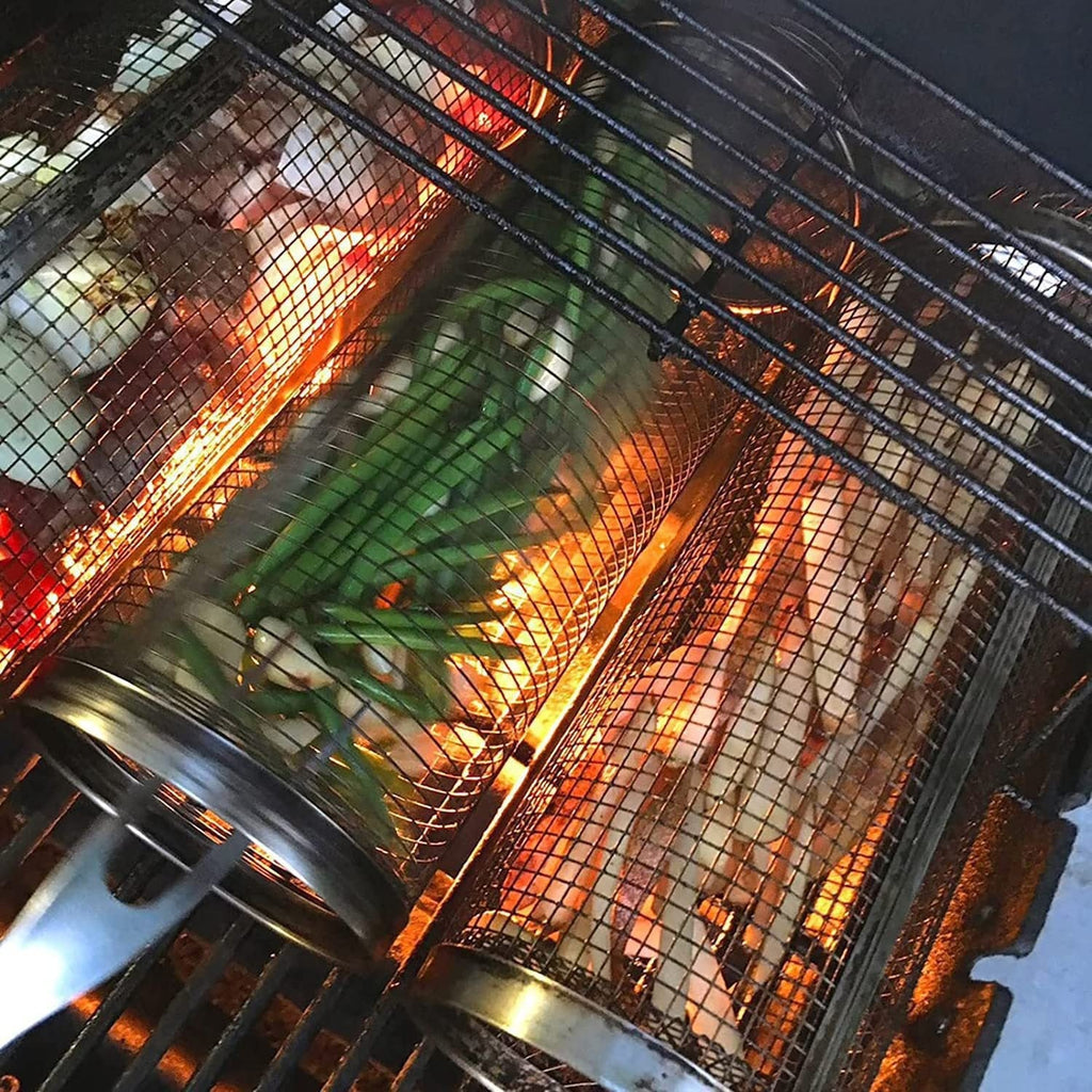 Rolling BBQ Grilling Basket