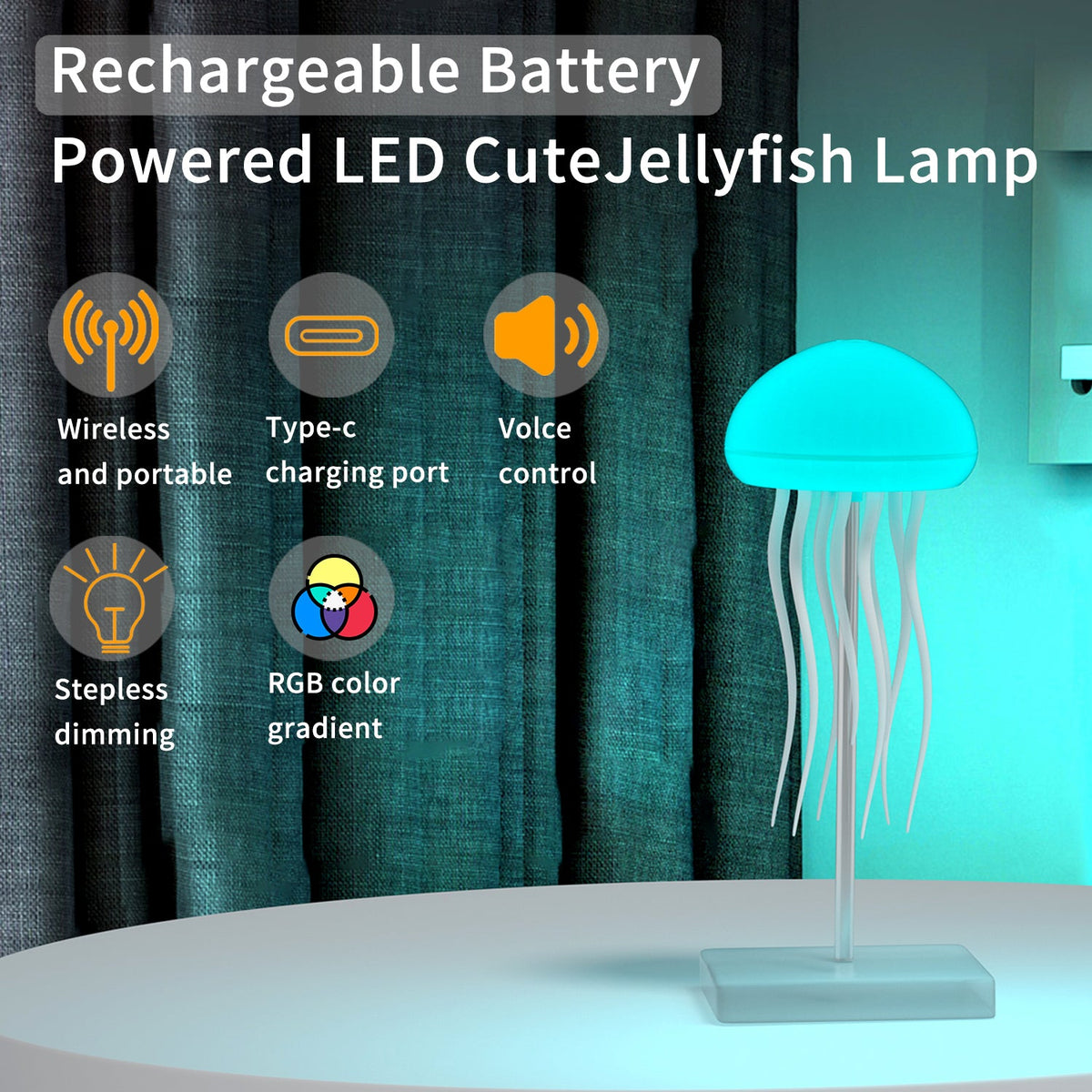LED Touch Jellyfish Lamp