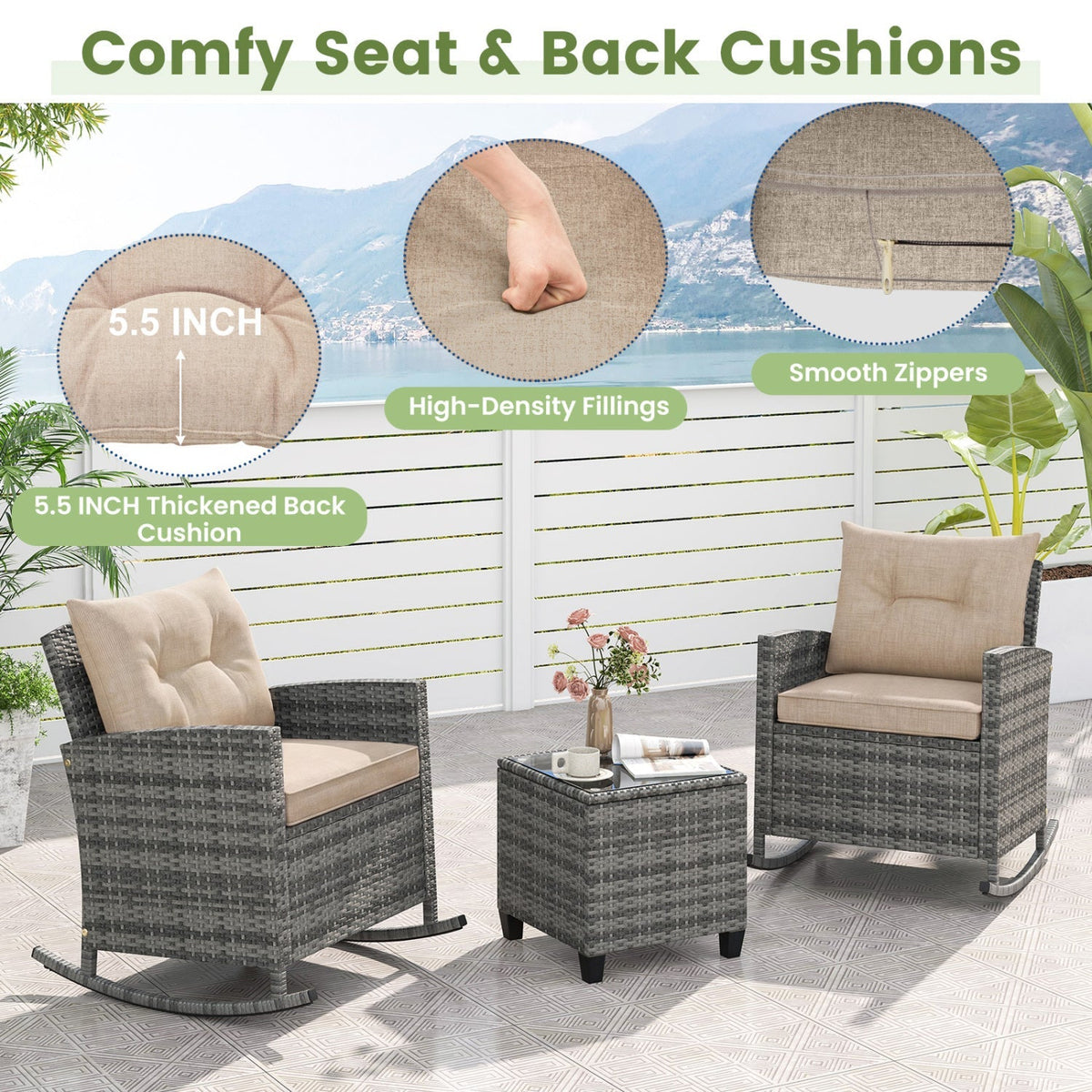 Patio Rocking Chair/Table Set
