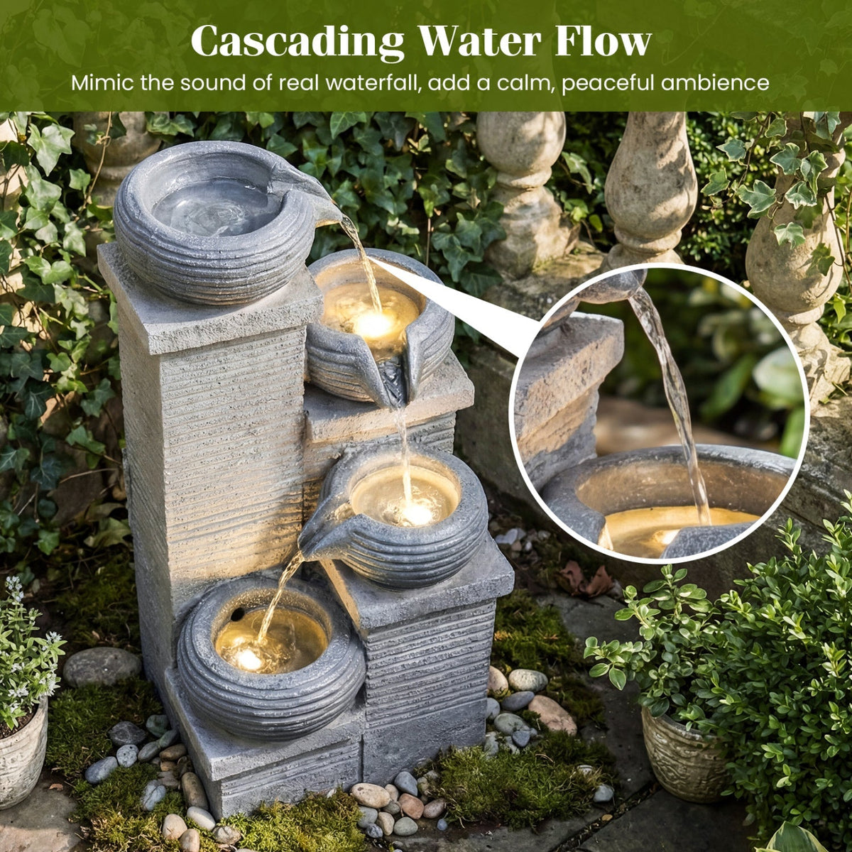 Cascading Waterfall Fountain