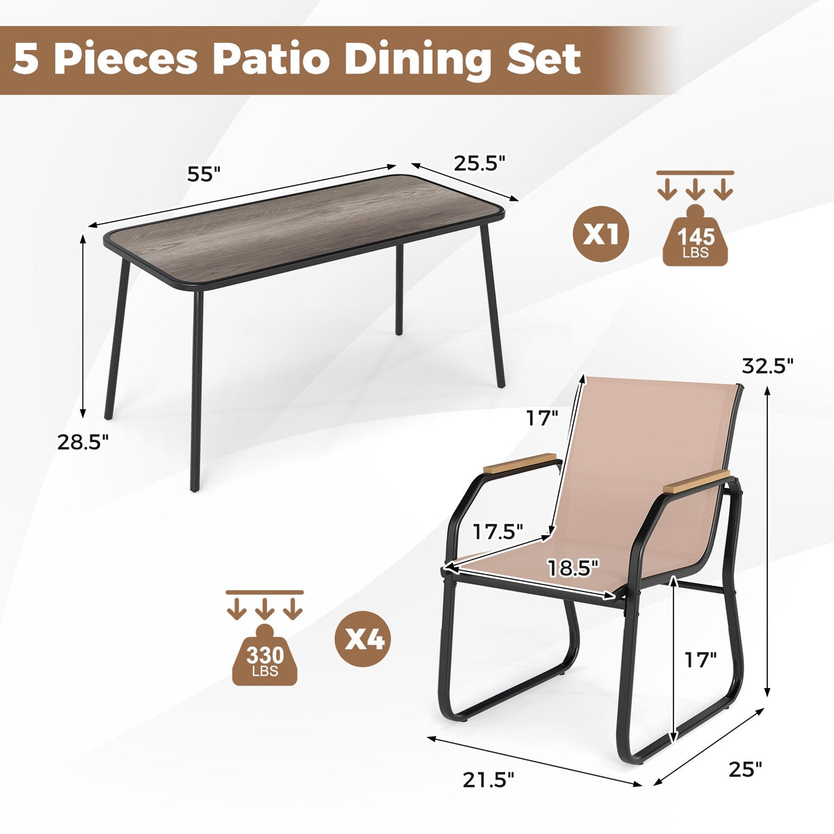 5 Pieces Patio Set
