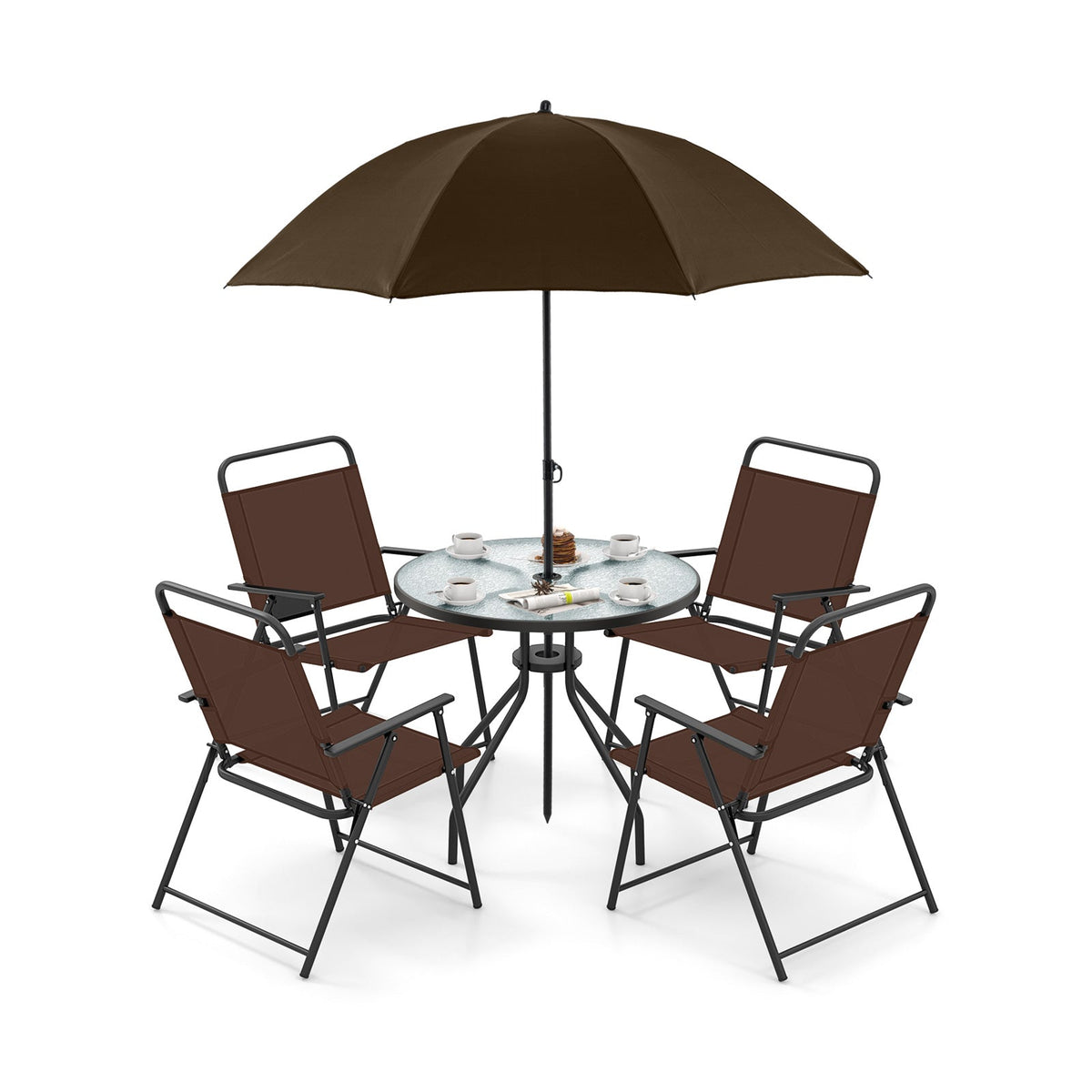 6 Pieces Patio Set w/Umbrella