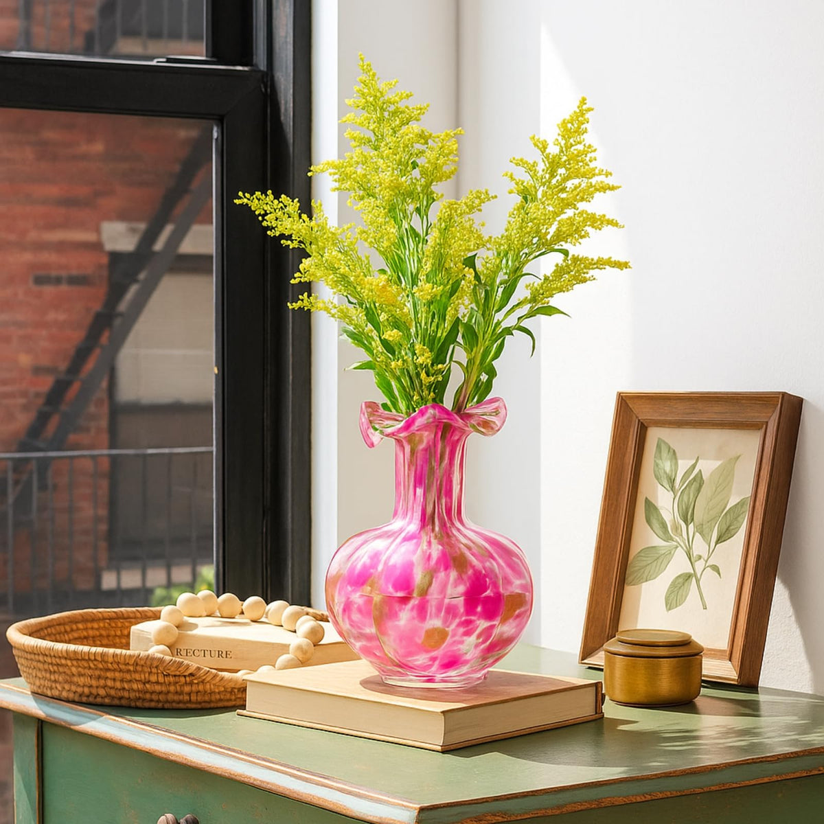 Hand‑Blown Glass Flower Vase