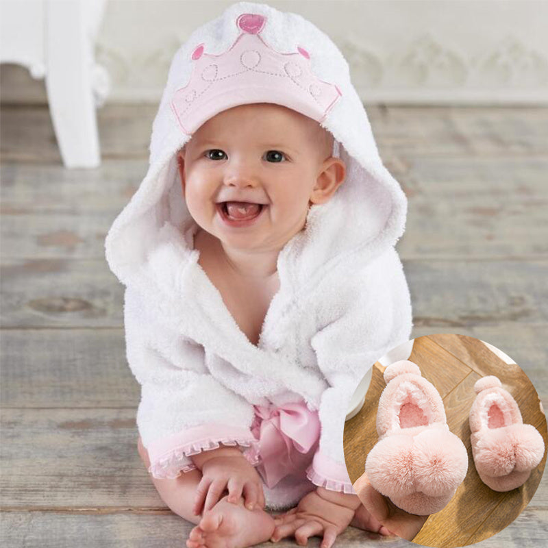 Children's bathrobe + slippers suit