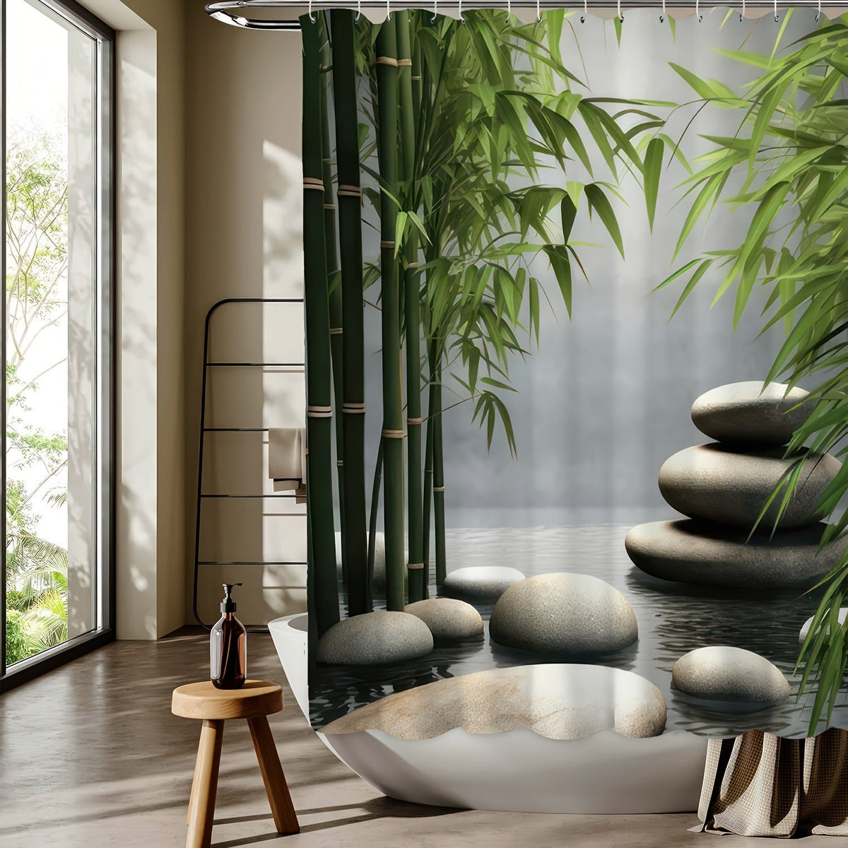 Decorative Stone Shower Curtain