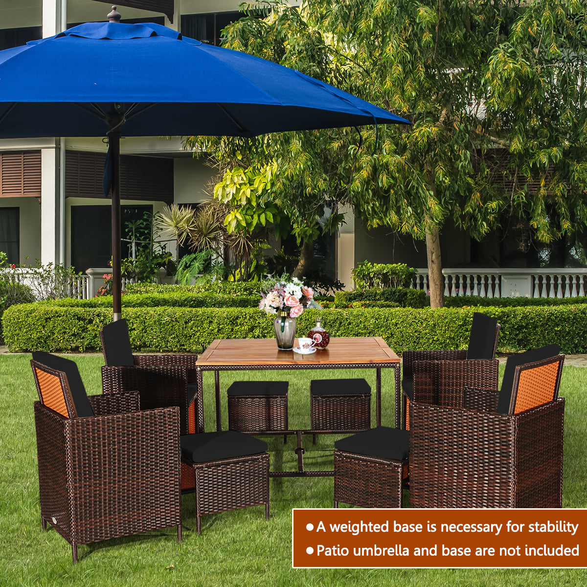 9 Pc. Patio Rattan Set
