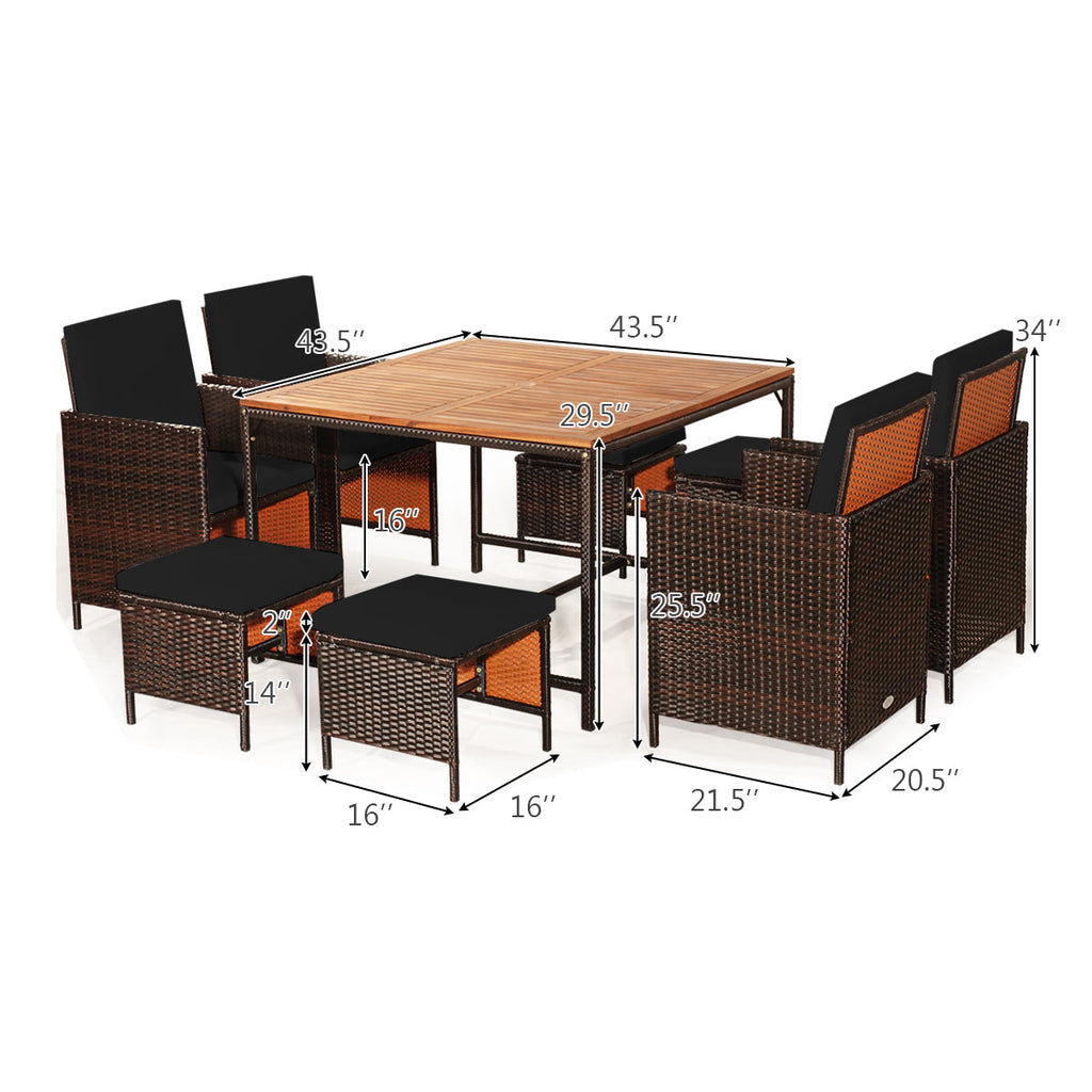 9 Pc. Patio Rattan Set