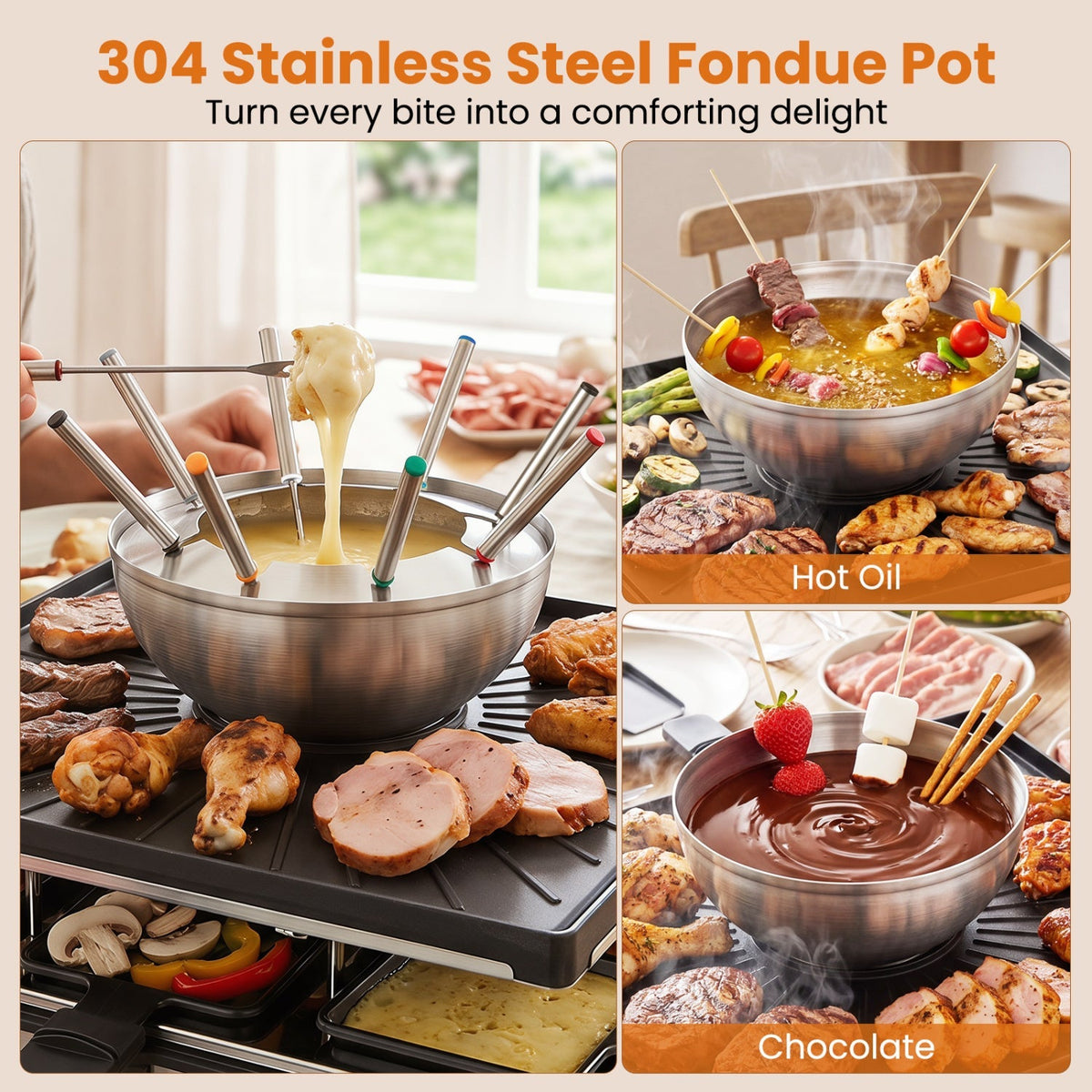 Grill/Fondue Pot For 8 People
