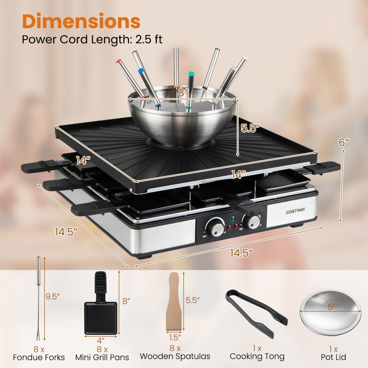 Grill/Fondue Pot For 8 People