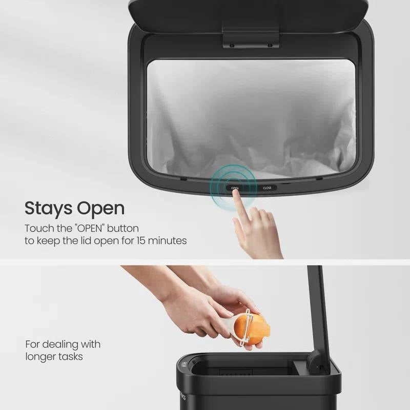 Blk 13 Gal. Touchless Trash Can