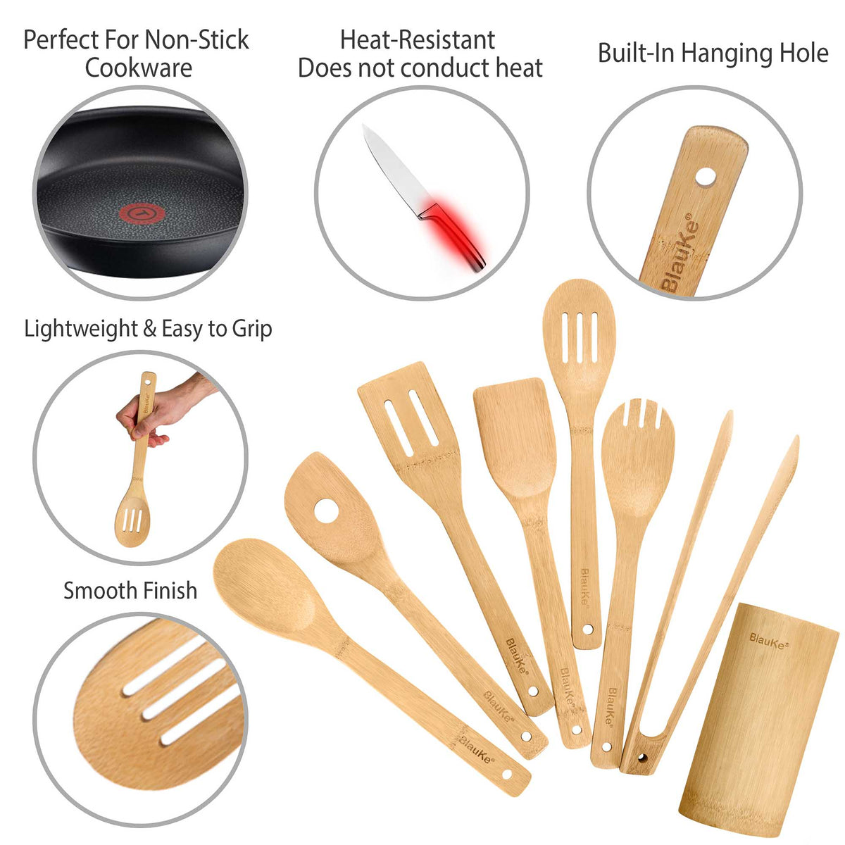 Bamboo Utensils Set 8-Pack