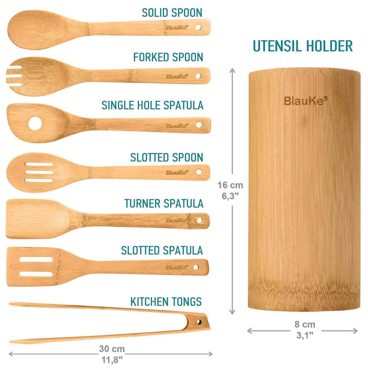 Bamboo Utensils Set 8-Pack