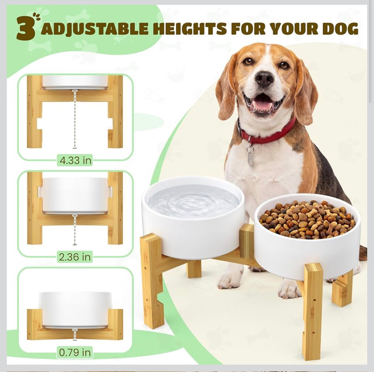 Ceramic/Bamboo Dog Bowl Set