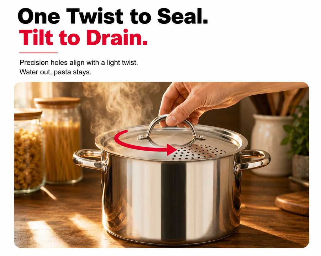 SS Pasta Pot/Strainer Lid (5.5 Qt)