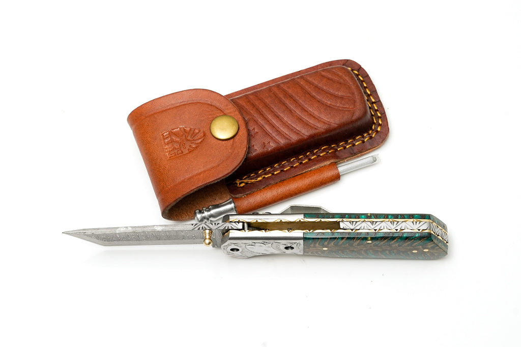 Damascus Tanto Folding Knife