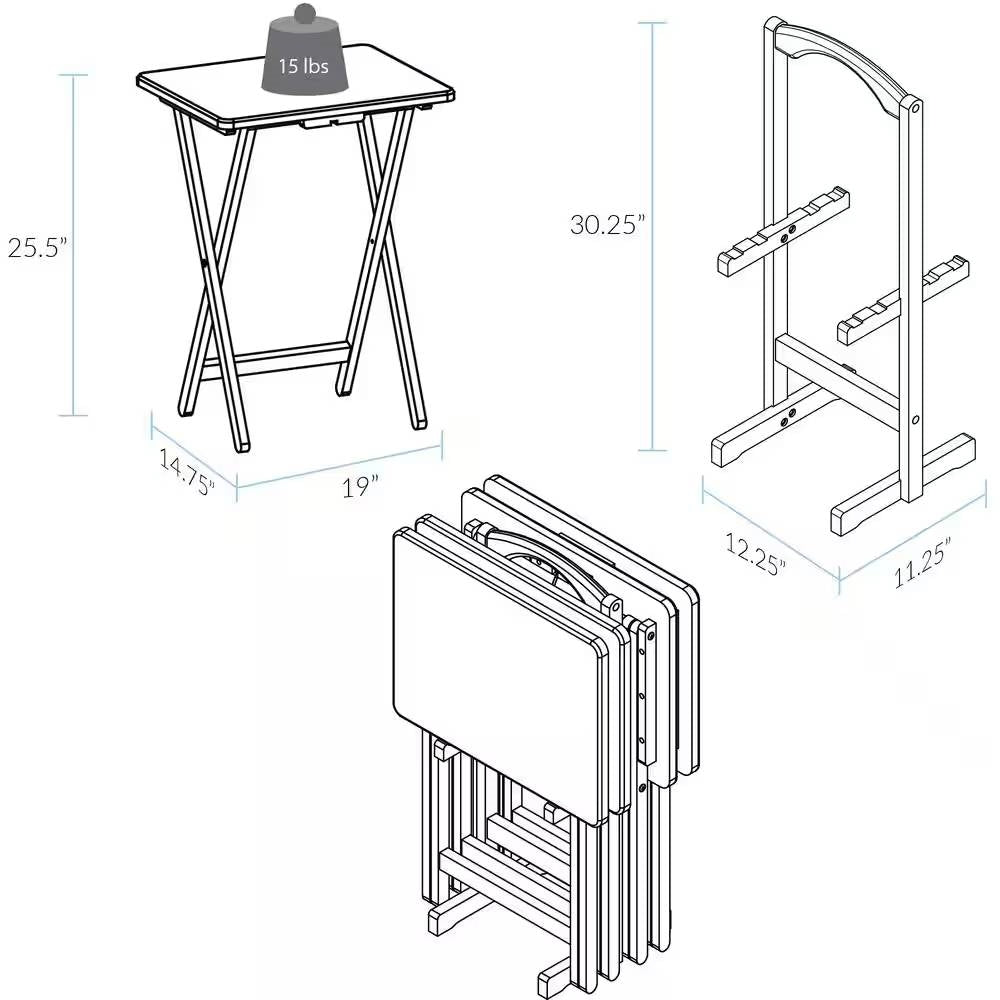 5 Pc. Brown Folding TV Tray