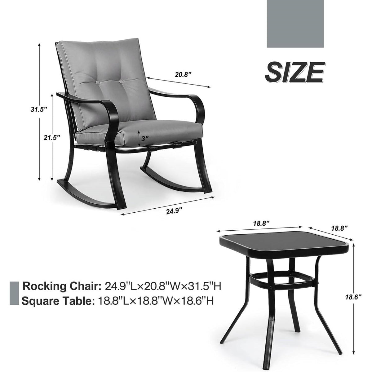 Patio Rocking Chair/Table Set