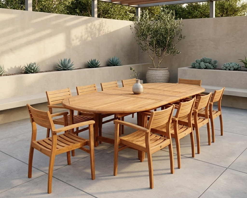 Teak Extendable Table Set