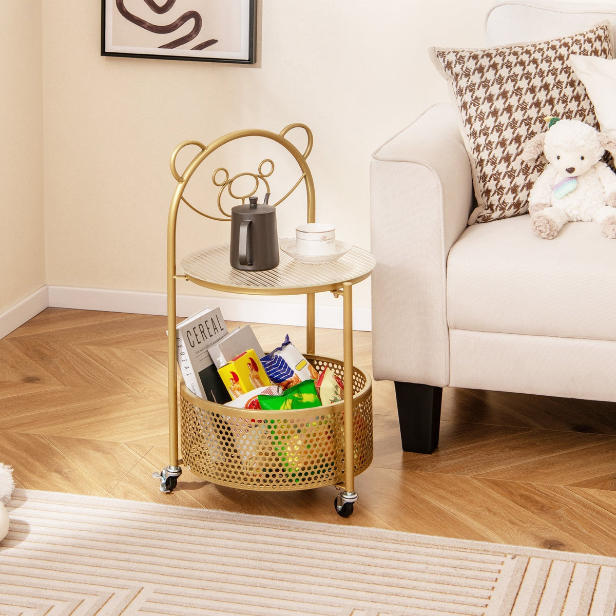 Side Table on Lockable Wheels