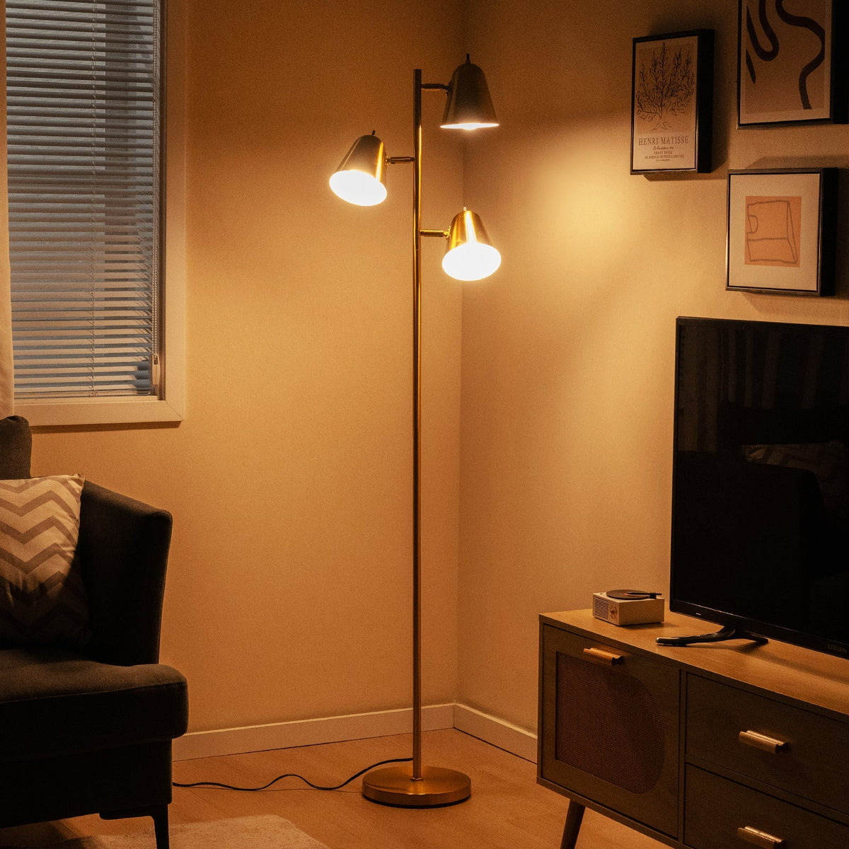 64" 3-Light Floor Lamp