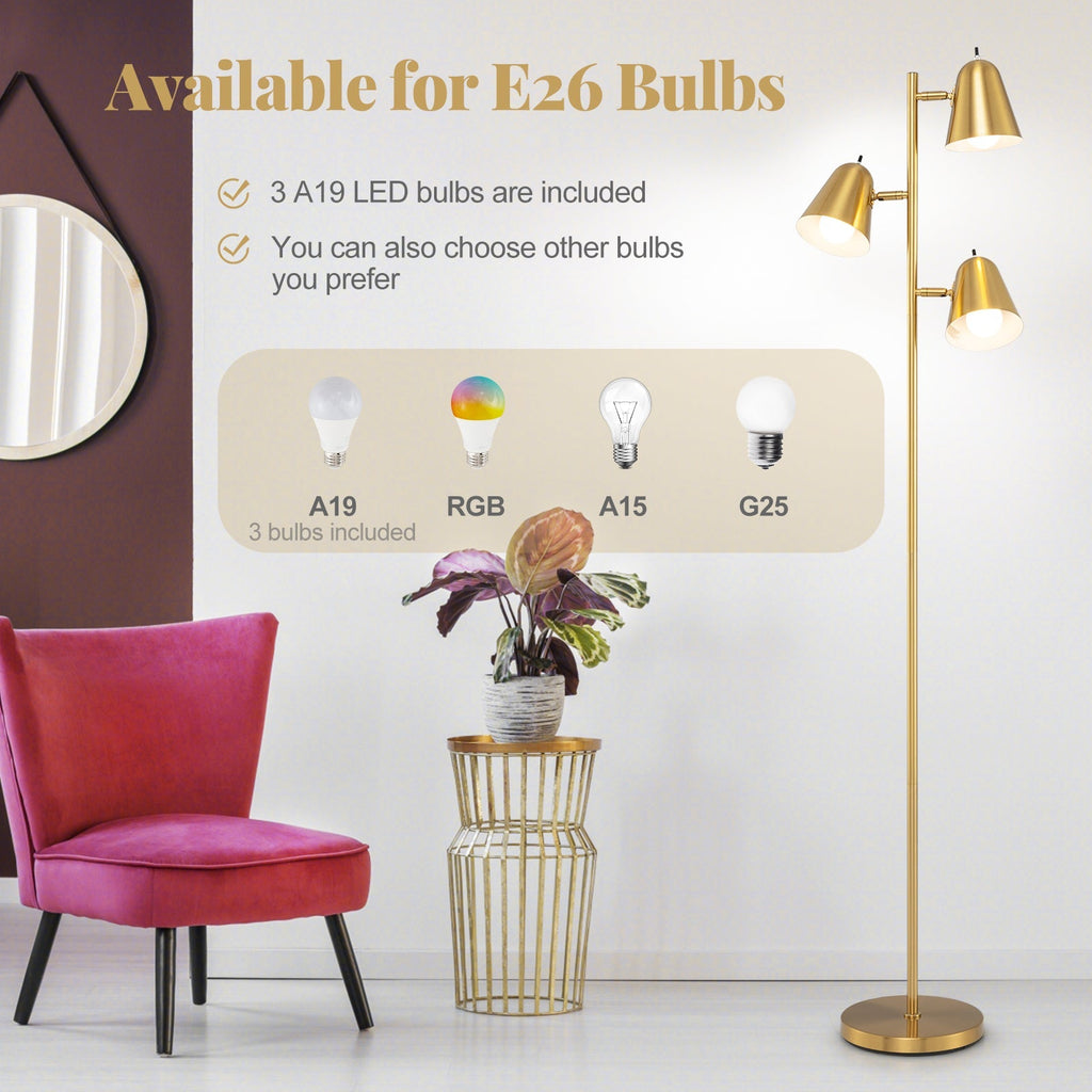 64" 3-Light Floor Lamp