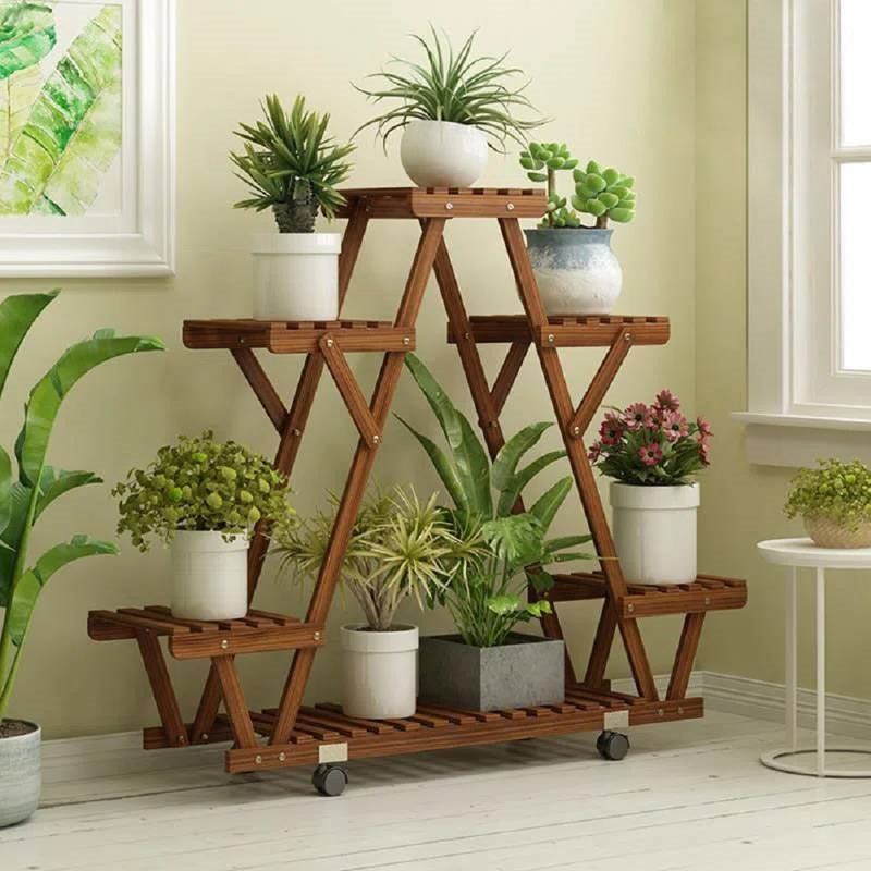 Multi-Tier Wooden Plant Stand