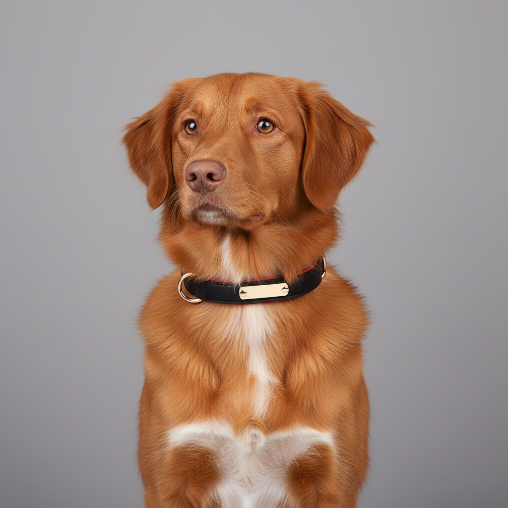 Leather Dog Collar w/Nameplate