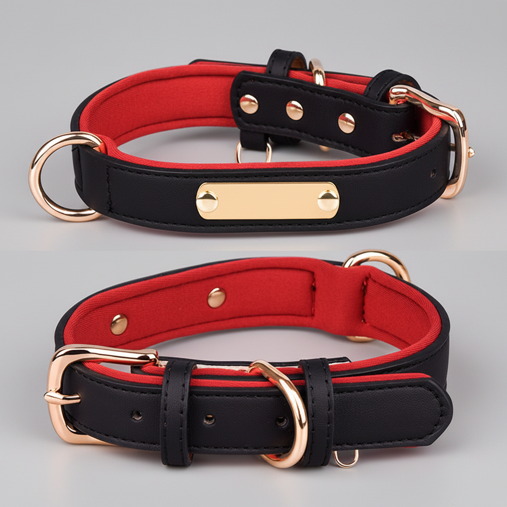 Leather Dog Collar w/Nameplate
