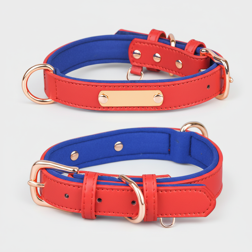Leather Dog Collar w/Nameplate