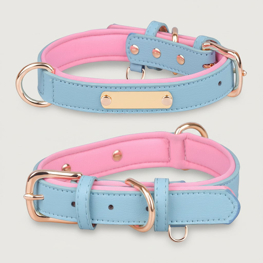 Leather Dog Collar w/Nameplate