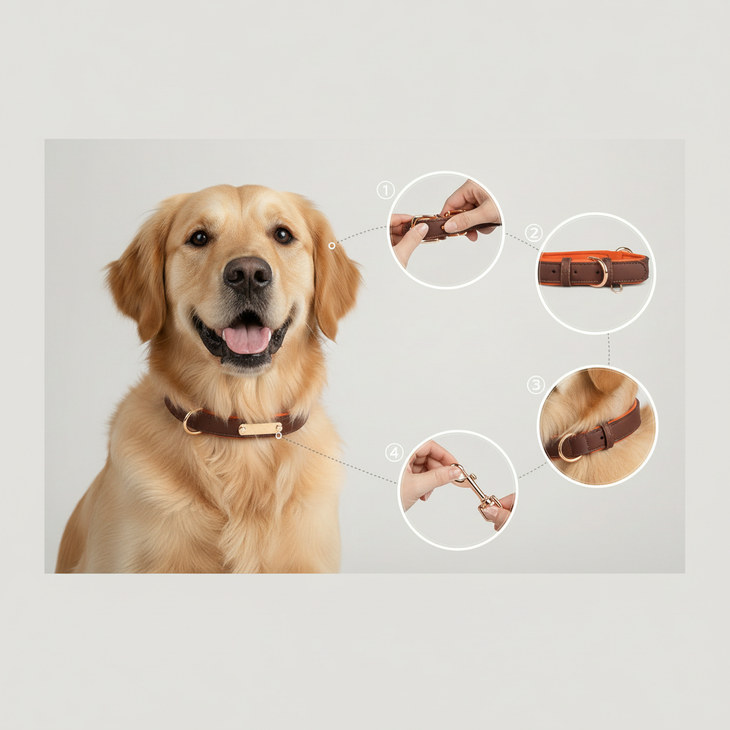 Leather Dog Collar w/Nameplate