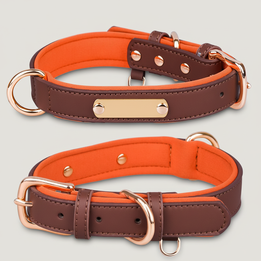 Leather Dog Collar w/Nameplate