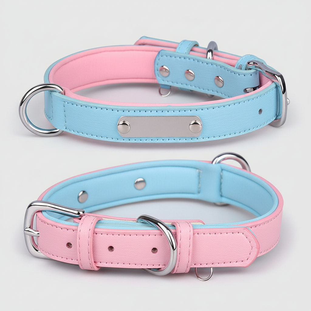 Leather Dog Collar w/Nameplate