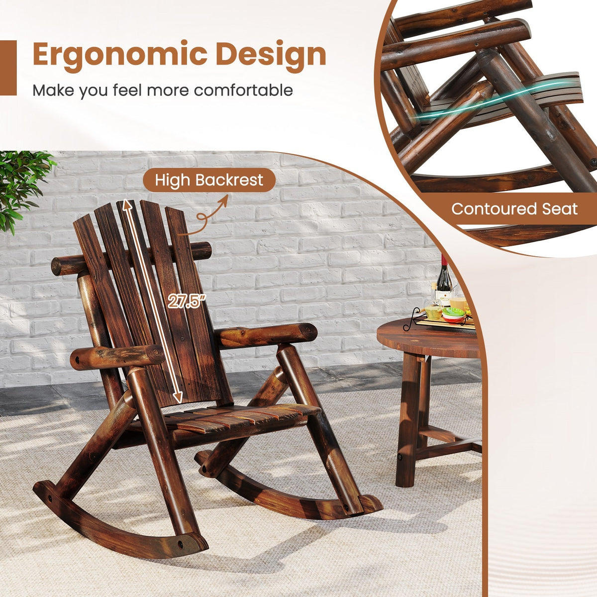 Wood Patio Rocking Chair