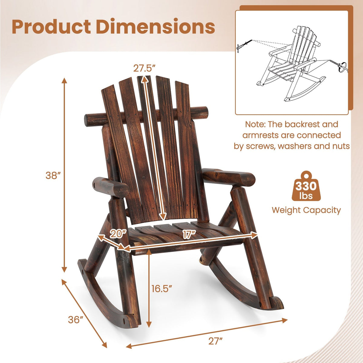 Wood Patio Rocking Chair