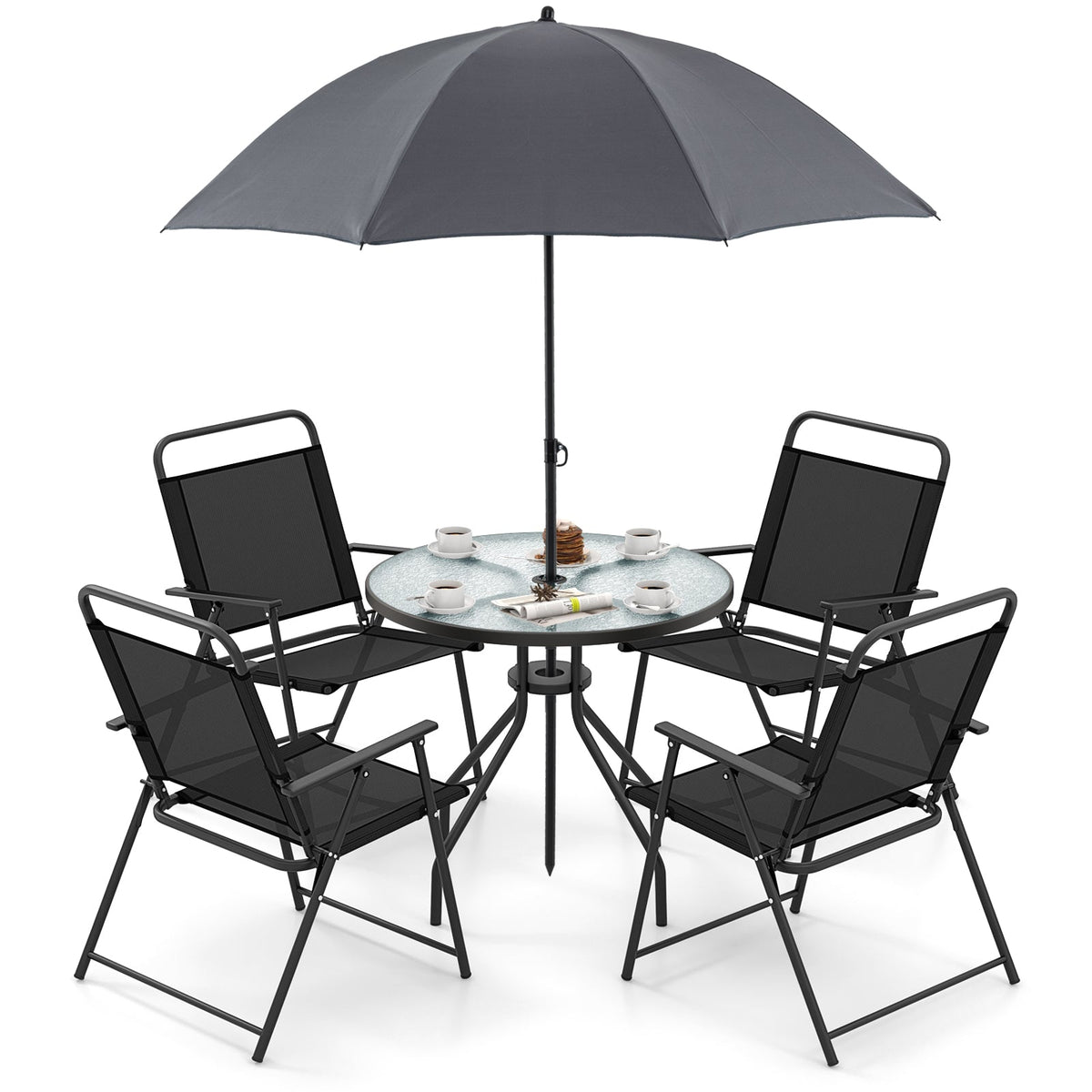 6 Pieces Patio Set w/Umbrella