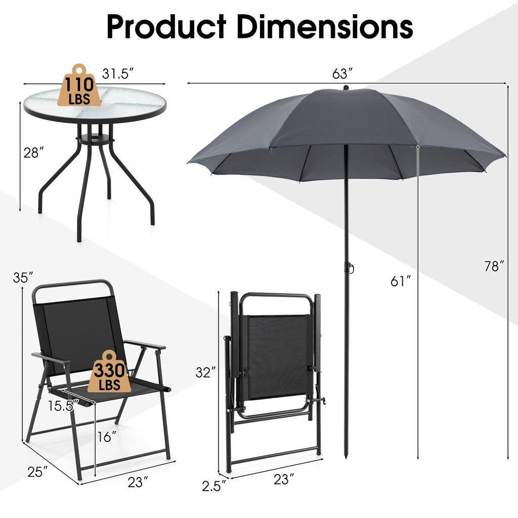 6 Pieces Patio Set w/Umbrella