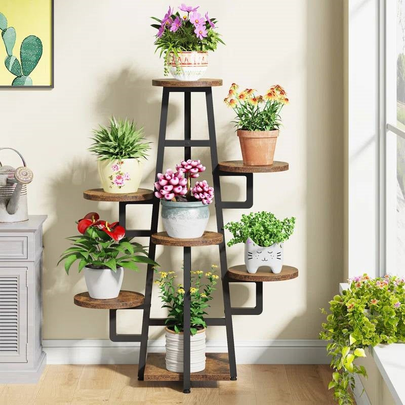 7-Tier Metal/Wood Plant Stand