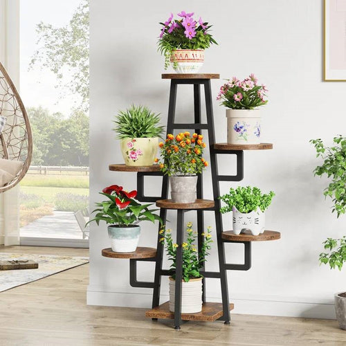 7-Tier Metal/Wood Plant Stand