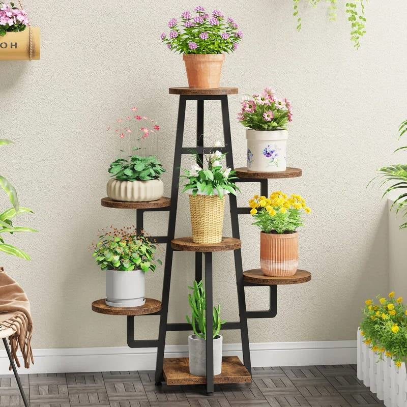 7-Tier Metal/Wood Plant Stand