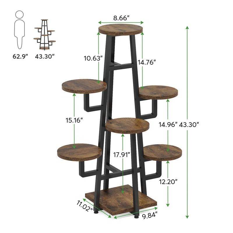7-Tier Metal/Wood Plant Stand