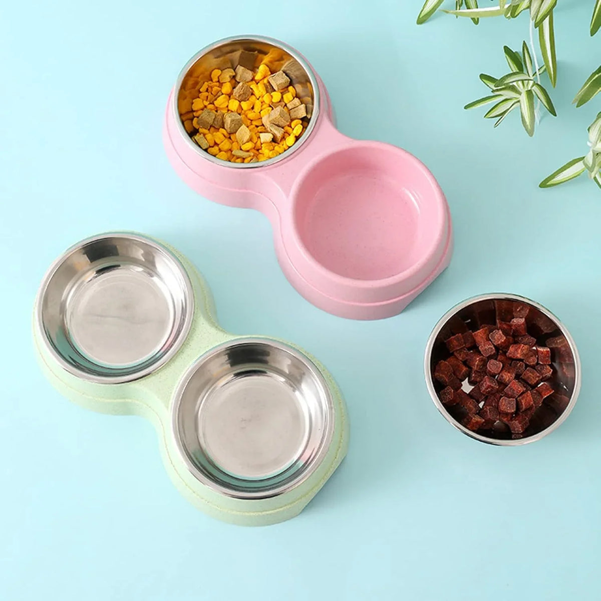 Stainless Double Bowl Feeder