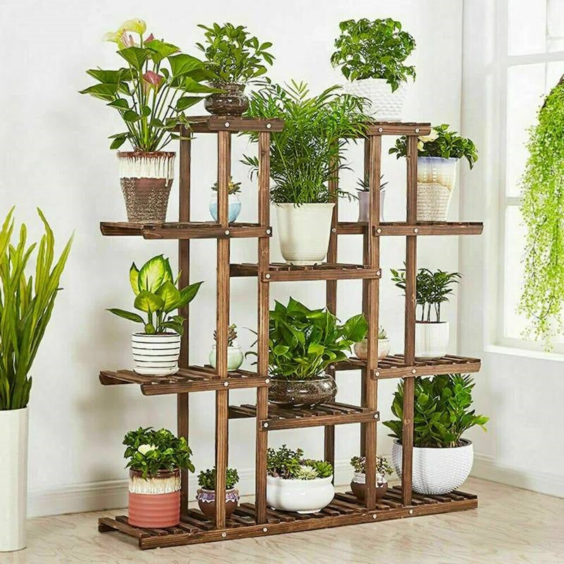 In/Out 11-Tier Wood Plant Stand