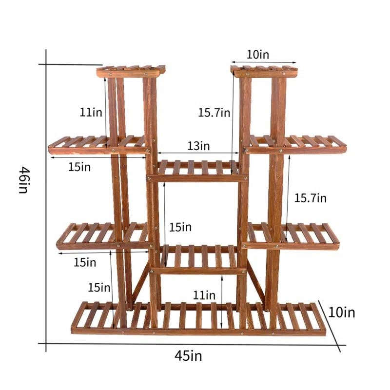 In/Out 11-Tier Wood Plant Stand