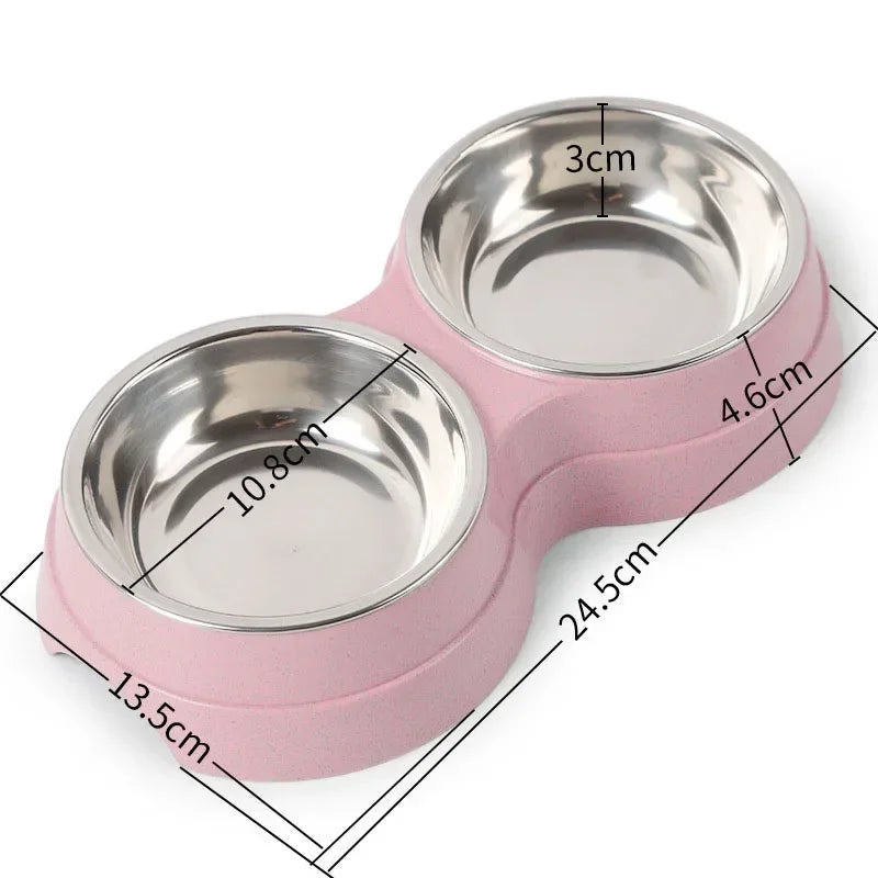 Stainless Double Bowl Feeder