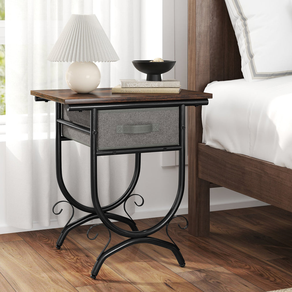 Side Table With Fabric Drawer
