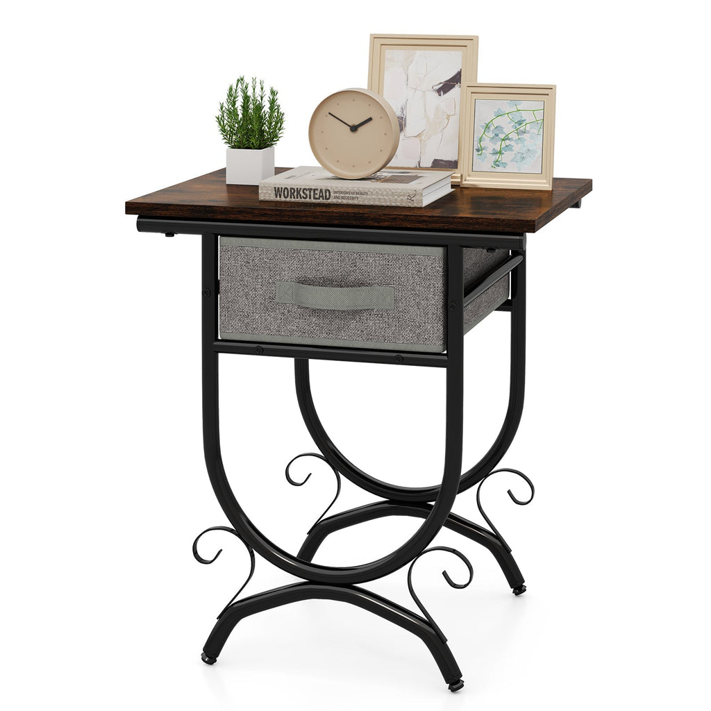 Side Table With Fabric Drawer