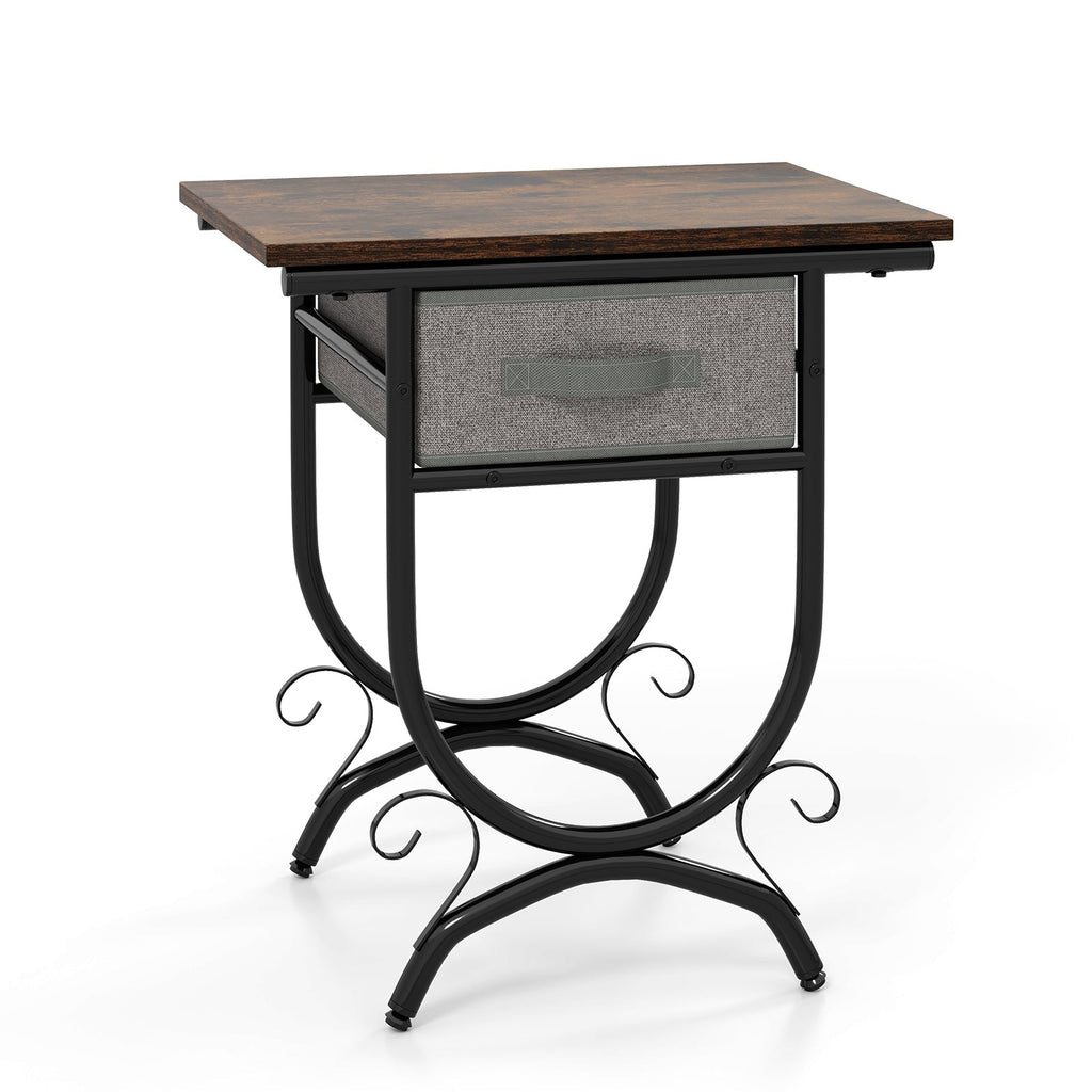 Side Table With Fabric Drawer